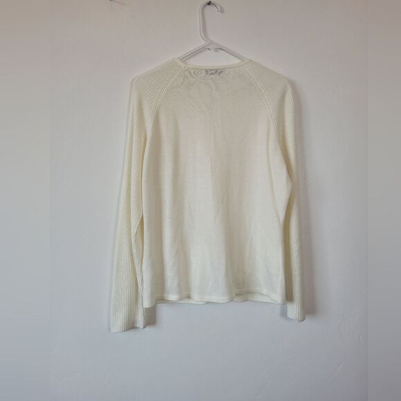 Vintage Carolyn Taylor Cardigan Sweater Cream Soft Knit Preppy Grandma Medium - Picture 7 of 9